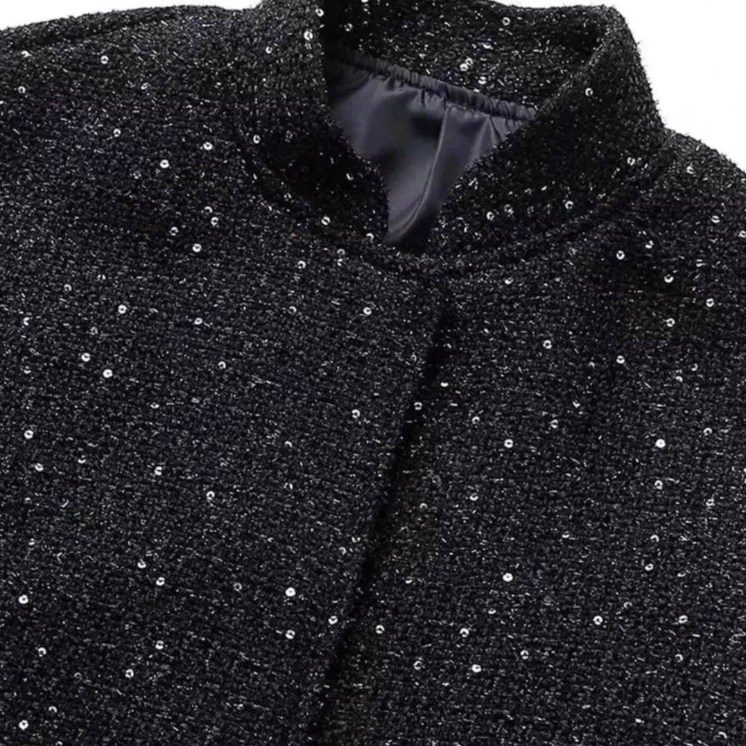 Women’s Shiny Sequin Y2K Gold Jacket – Bold, Dazzling & Chic - MODISH X 