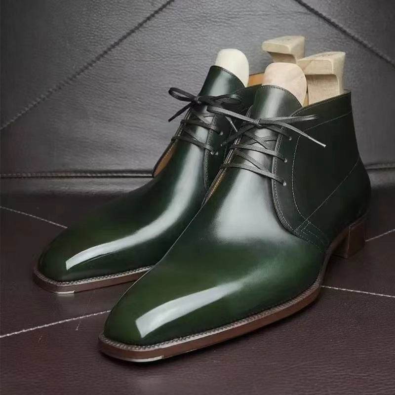 Men’s Glossy Leather Shoes – Low Heel Elegance for Every Occasion - MODISH X 