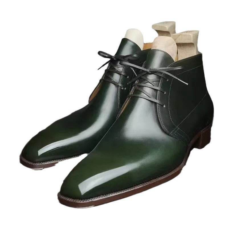 Men’s Glossy Leather Shoes – Low Heel Elegance for Every Occasion - MODISH X 