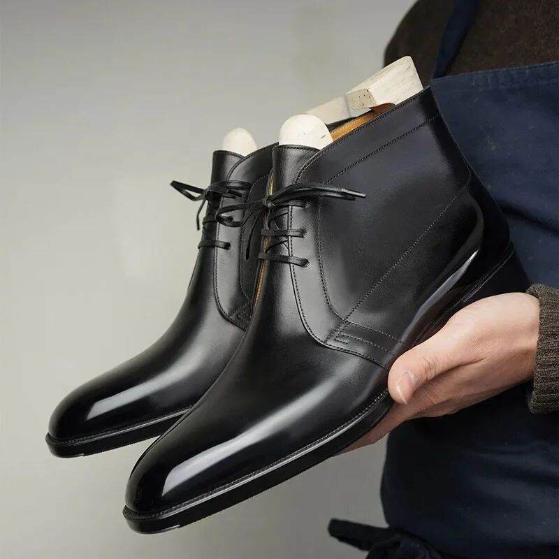 Men’s Glossy Leather Shoes – Low Heel Elegance for Every Occasion - MODISH X 