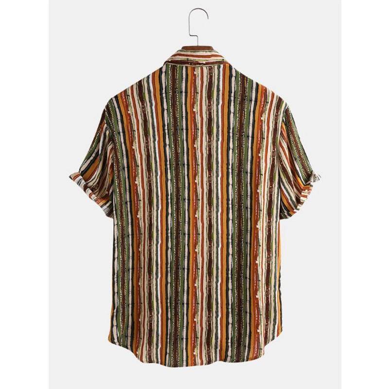 Men's Stripe Short Sleeve Beach Shirts – Stylish & Comfortable Wear - MODISH X 