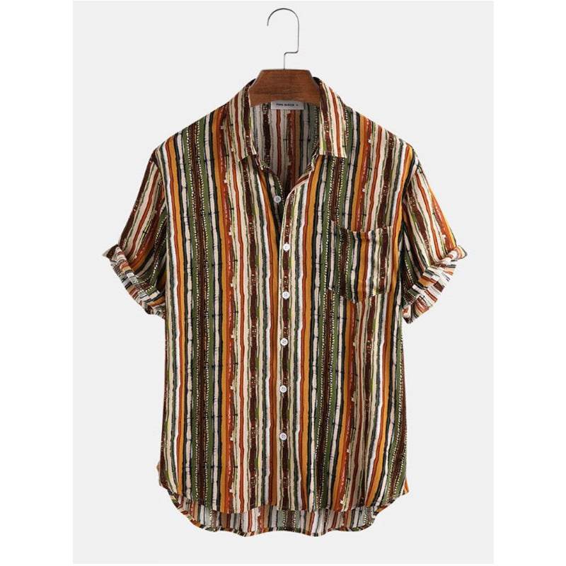 Men's Stripe Short Sleeve Beach Shirts – Stylish & Comfortable Wear - MODISH X 