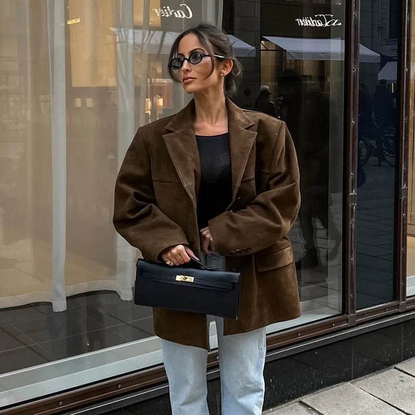 Women’s Vintage Loose Fit Blazer Coat – Classic, Chic & Comfy - MODISH X 