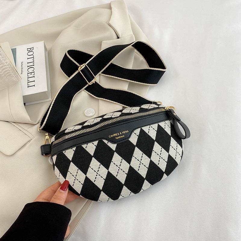 Women's Nylon Crossbody Bag – Rhombus Canvas Shoulder Design - MODISH X 