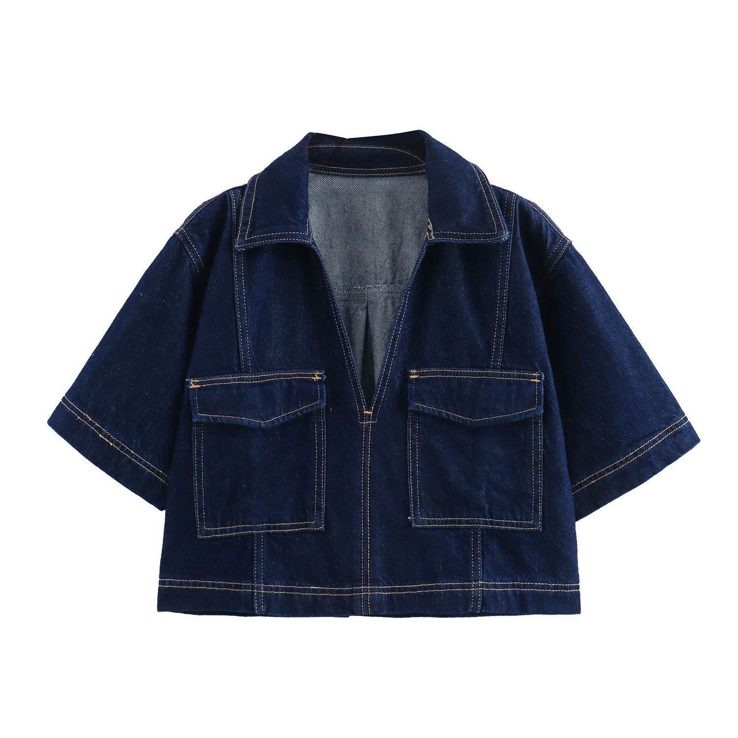Women's Double-Breasted Denim Culottes Suit – Chic UK Style - MODISH X 