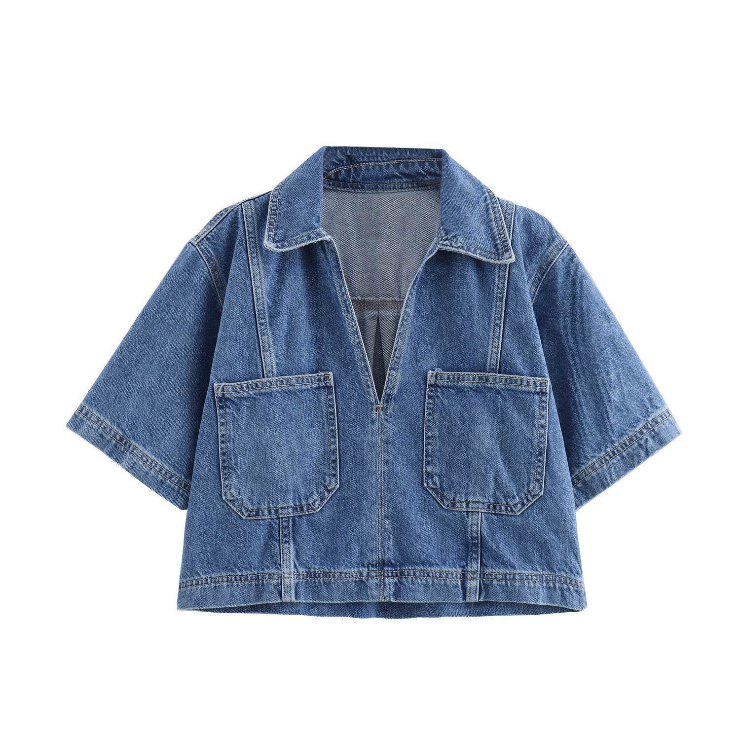 Women's Double-Breasted Denim Culottes Suit – Chic UK Style - MODISH X 