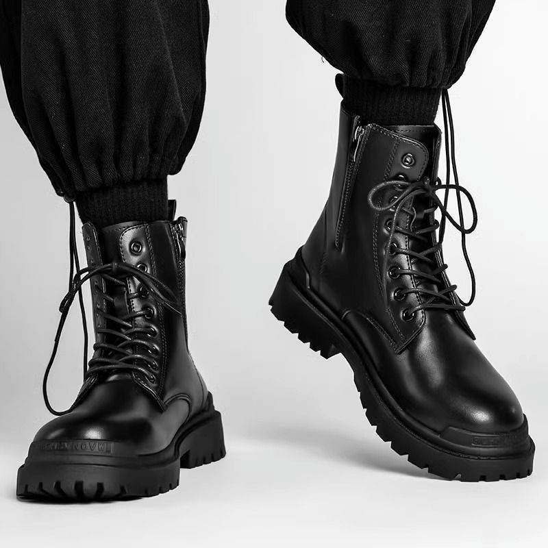 Men’s Mid-Top Tide Leather Boots – Waterproof, Non-slip & Stylish - MODISH X 