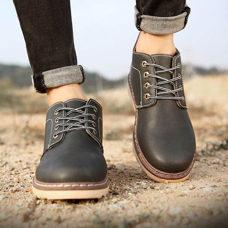 Men’s Mid-Top Tide Leather Boots – Waterproof, Non-slip & Stylish - MODISH X 