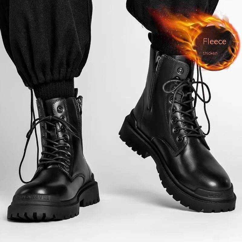 Men’s Mid-Top Tide Leather Boots – Waterproof, Non-slip & Stylish - MODISH X 