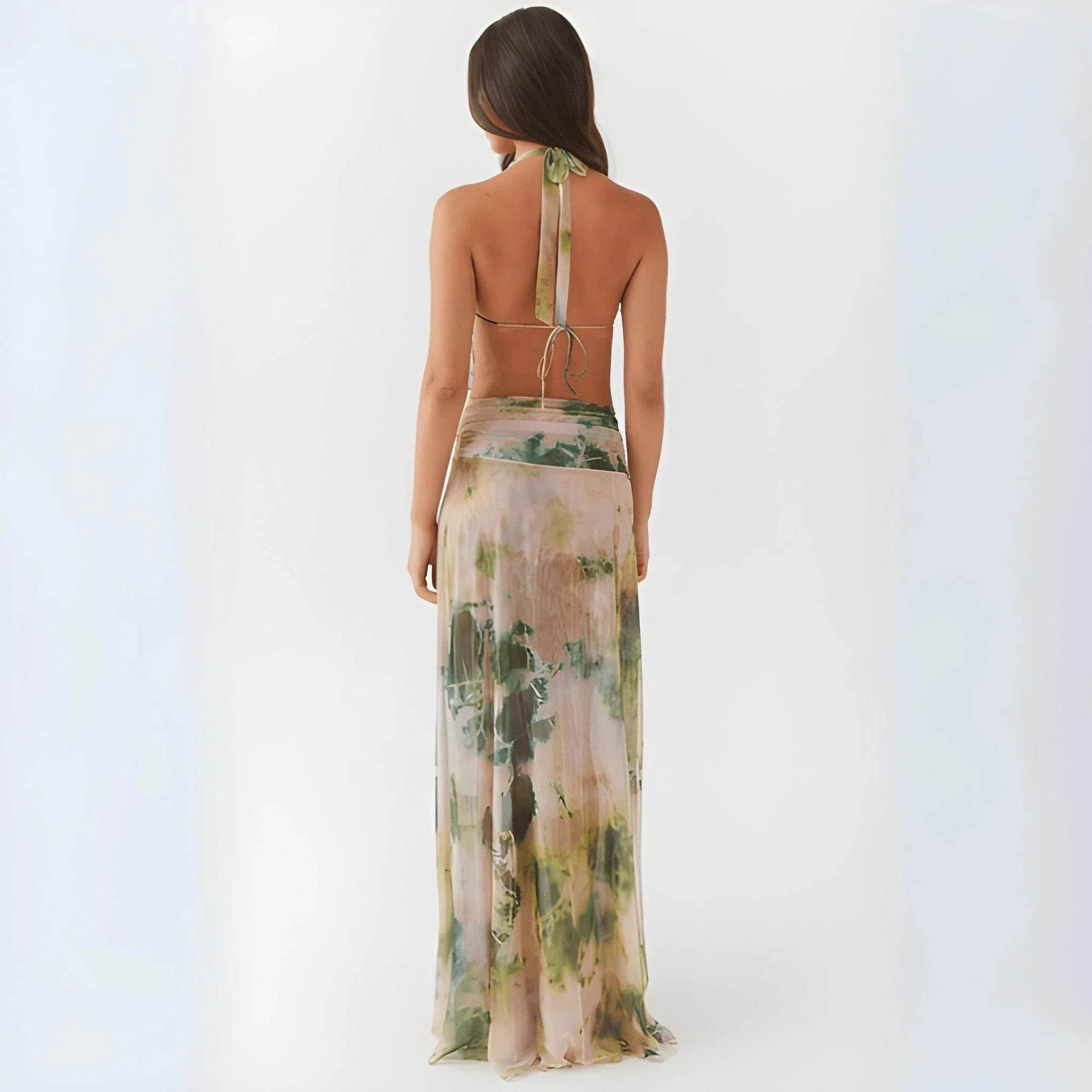 Women's Tie-Dye Deep V-Neck Long Dress – Trendy UK Modish Style - MODISH X 