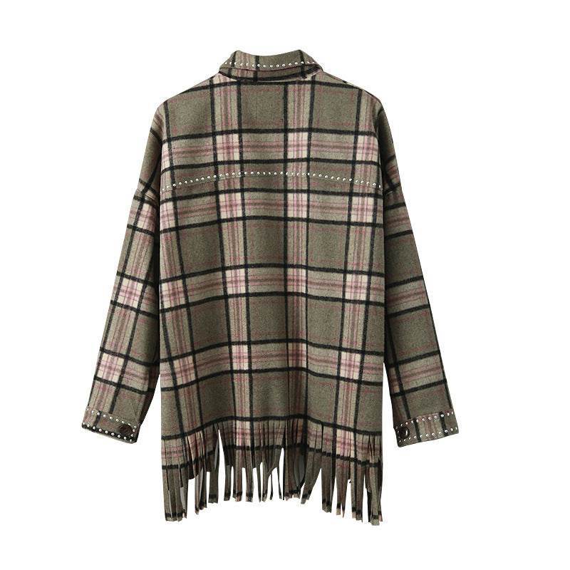 Women's Check Shirt Jacket with Fringe – Trendy UK Street Style - MODISH X 