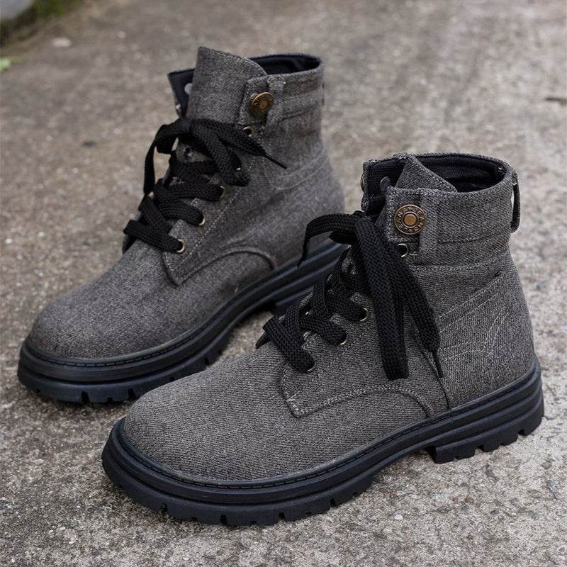 Women’s Denim Lace-Up Ankle Boots – Stylish & Comfortable - MODISH X 