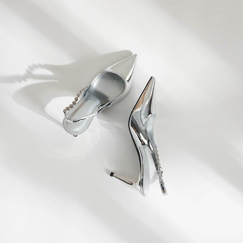 Women's Silver Stiletto Heels – Elegant High Heel Sandals - MODISH X 
