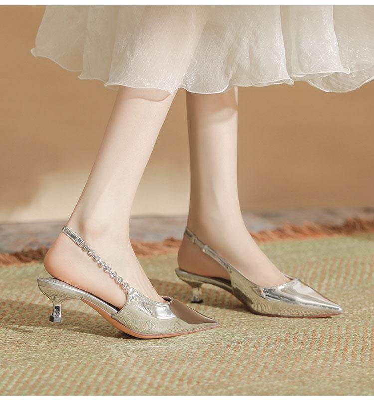 Women's Silver Stiletto Heels – Elegant High Heel Sandals - MODISH X 