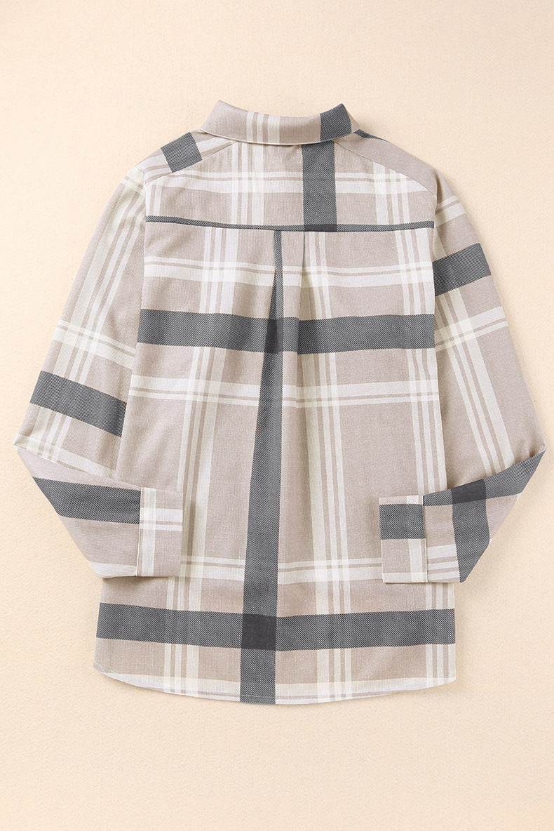 Women's Check Lapel Long Sleeve Shirt – Stylish Shacket Trend - MODISH X 