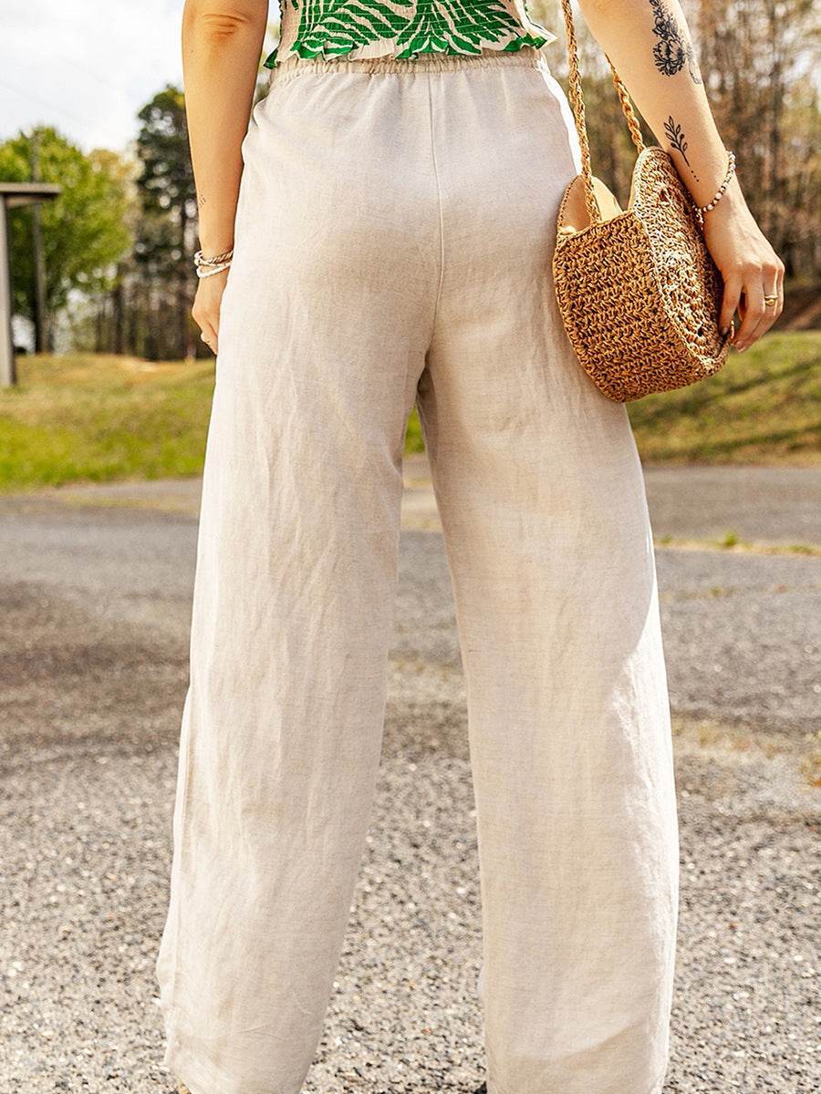Women’s Summer Casual Drawstring Wide-Leg Pants – Comfortable & Stylish - MODISH X 