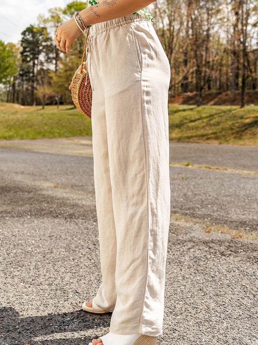 Women’s Summer Casual Drawstring Wide-Leg Pants – Comfortable & Stylish - MODISH X 