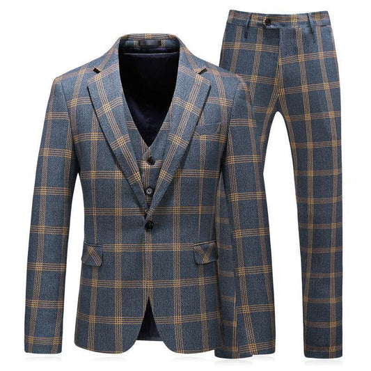 Stylish 3 Piece Suit for Men – Modish Blue Check Suit Dress - MODISH X 