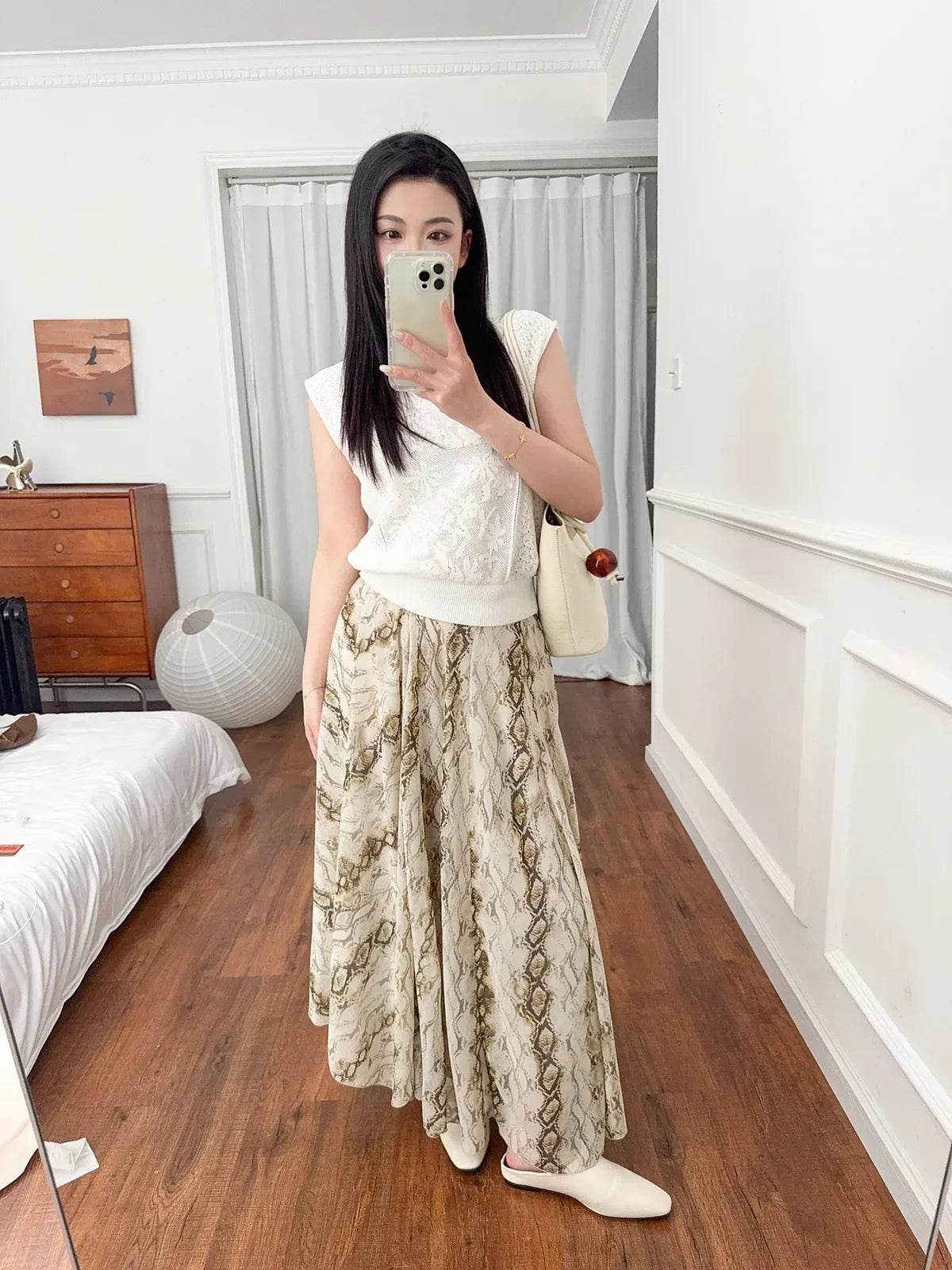 Women’s French Style Check Midi Skirt with Pockets – Chic & Classic - MODISH X 