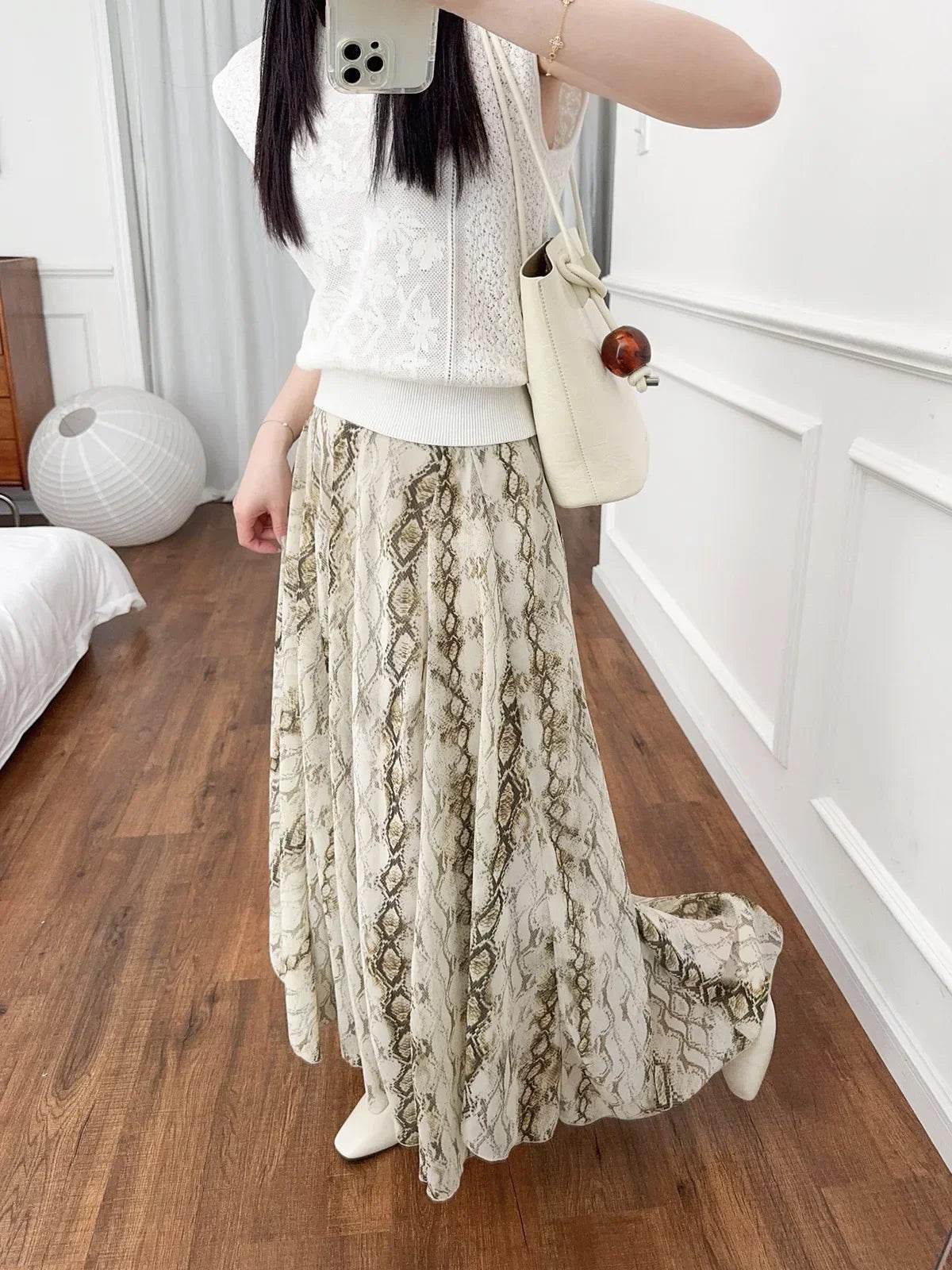 Women’s French Style Check Midi Skirt with Pockets – Chic & Classic - MODISH X 