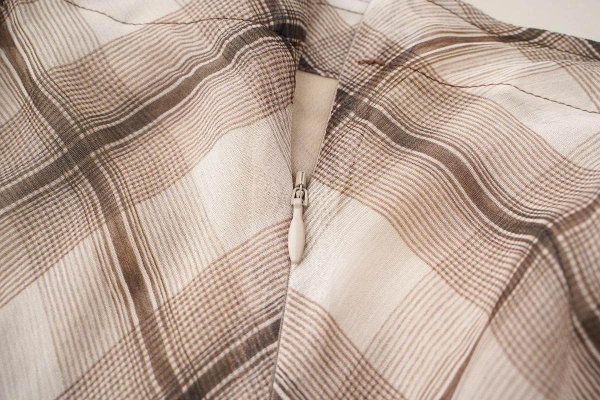 Women’s French Style Check Midi Skirt with Pockets – Chic & Classic - MODISH X 