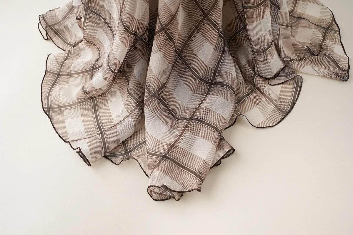 Women’s French Style Check Midi Skirt with Pockets – Chic & Classic - MODISH X 