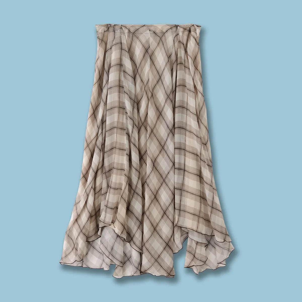 Women’s French Style Check Midi Skirt with Pockets – Chic & Classic - MODISH X 