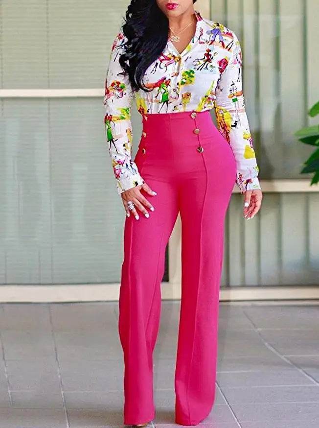 Women’s High Waist Wide Leg Pants – Elegant & Stylish Office Look - MODISH X 