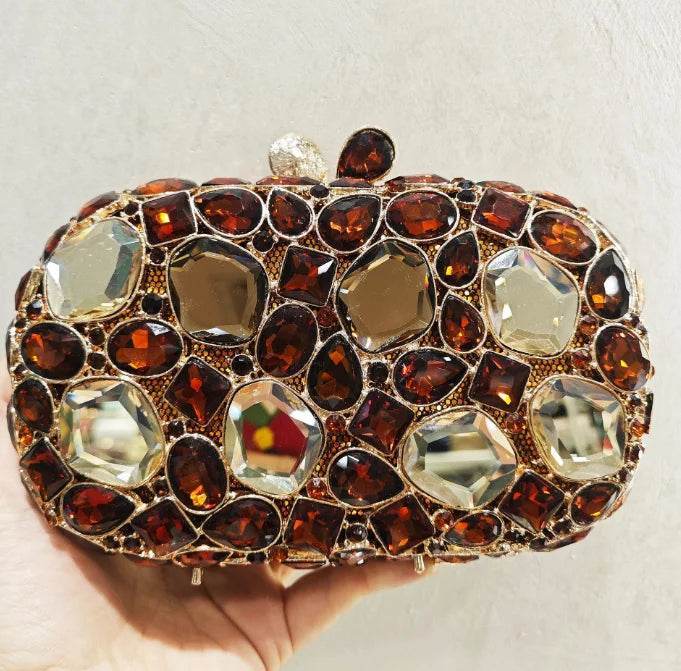 Women's Gold Clutch Bag – Elegant Crystal Evening Accessory - MODISH X 