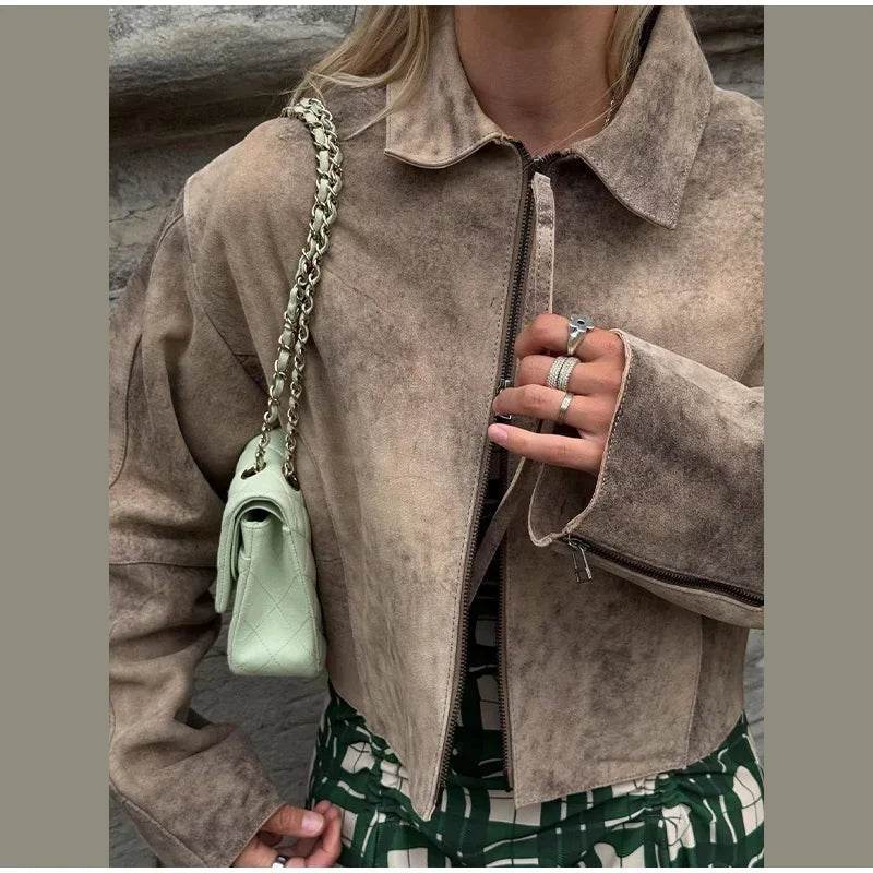 Women’s Vintage Tie-Dye Suede Jacket – Retro, Bold & Stylish - MODISH X 