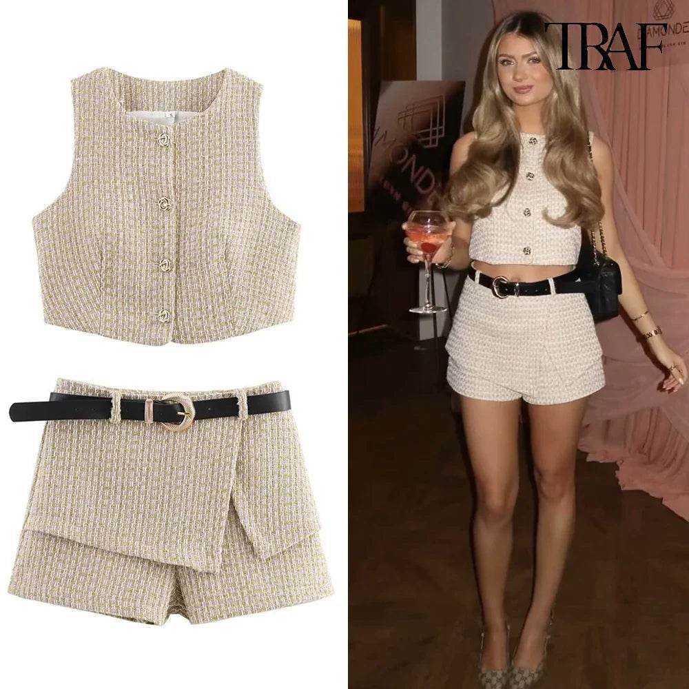 Women’s European Style Vest & Shorts Set – Elegant Summer Fashion - MODISH X 