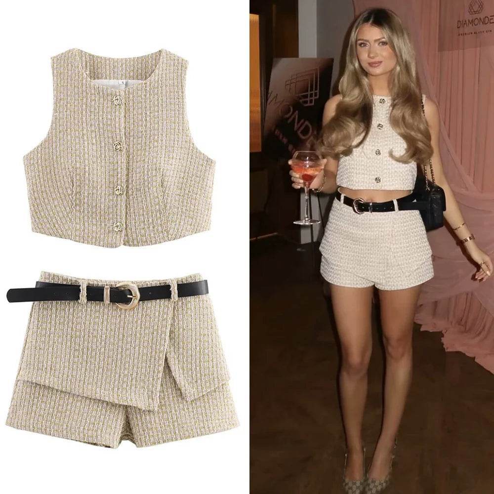 Women’s European Style Vest & Shorts Set – Elegant Summer Fashion - MODISH X 