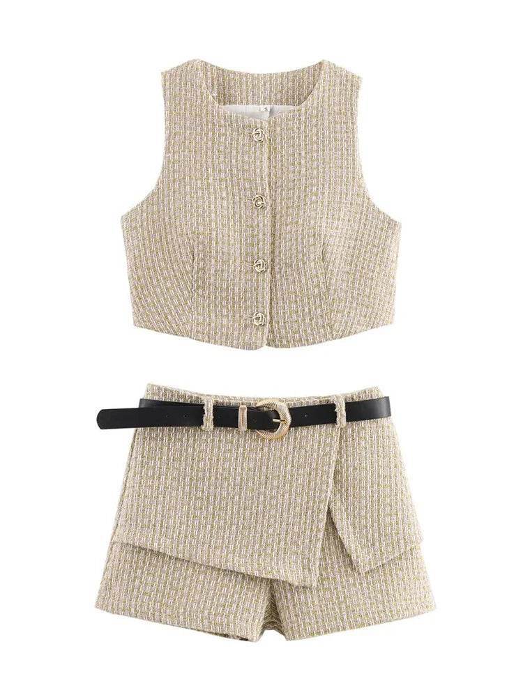 Women’s European Style Vest & Shorts Set – Elegant Summer Fashion - MODISH X 