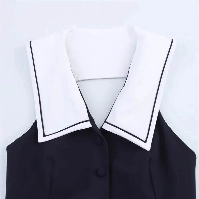 Women’s Sailor Suit Sleeveless Top with Open Back – Summer Chic - MODISH X 