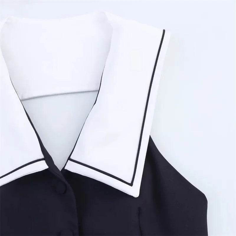 Women’s Sailor Suit Sleeveless Top with Open Back – Summer Chic - MODISH X 