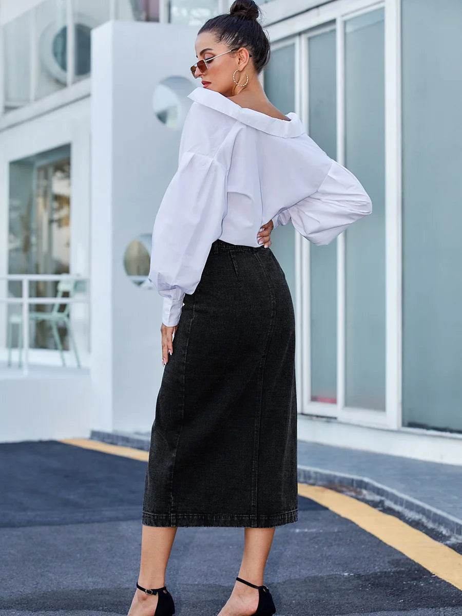Women's Denim High-Waist Skirt – Stylish & Chic for Every Occasion - MODISH X 