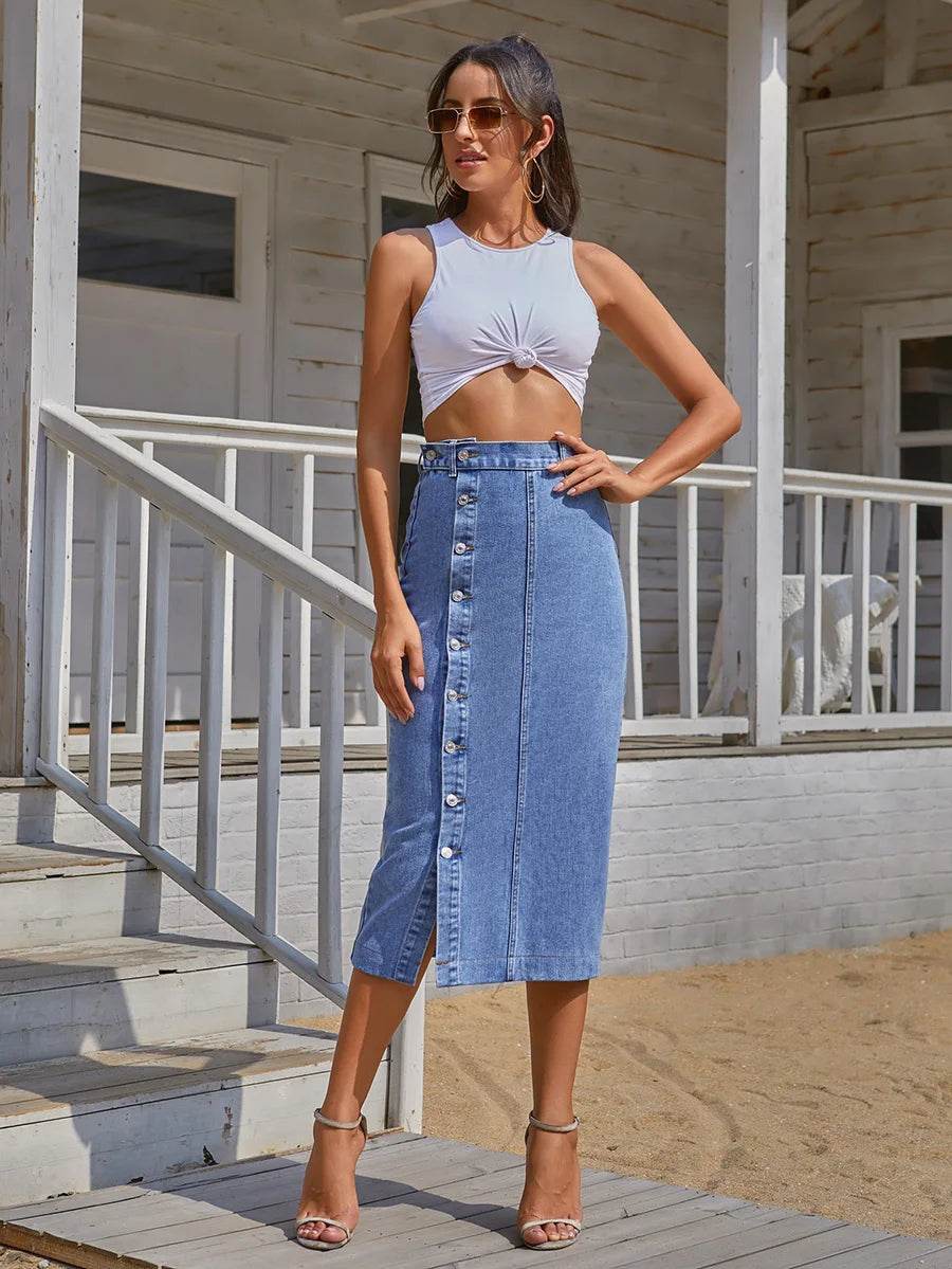 Women's Denim High-Waist Skirt – Stylish & Chic for Every Occasion - MODISH X 