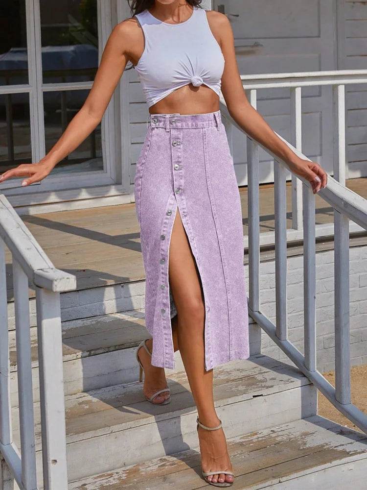 Women's Denim High-Waist Skirt – Stylish & Chic for Every Occasion - MODISH X 