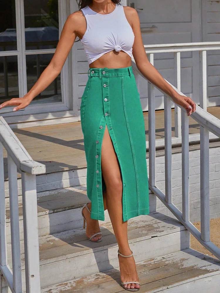 Women's Denim High-Waist Skirt – Stylish & Chic for Every Occasion - MODISH X 
