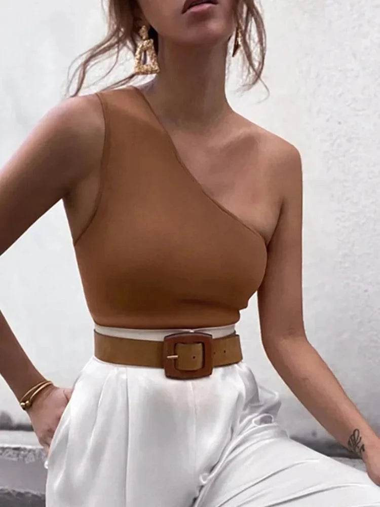 Women’s One Shoulder Summer Sports Crop Top – Chic & Stylish Fit - MODISH X 