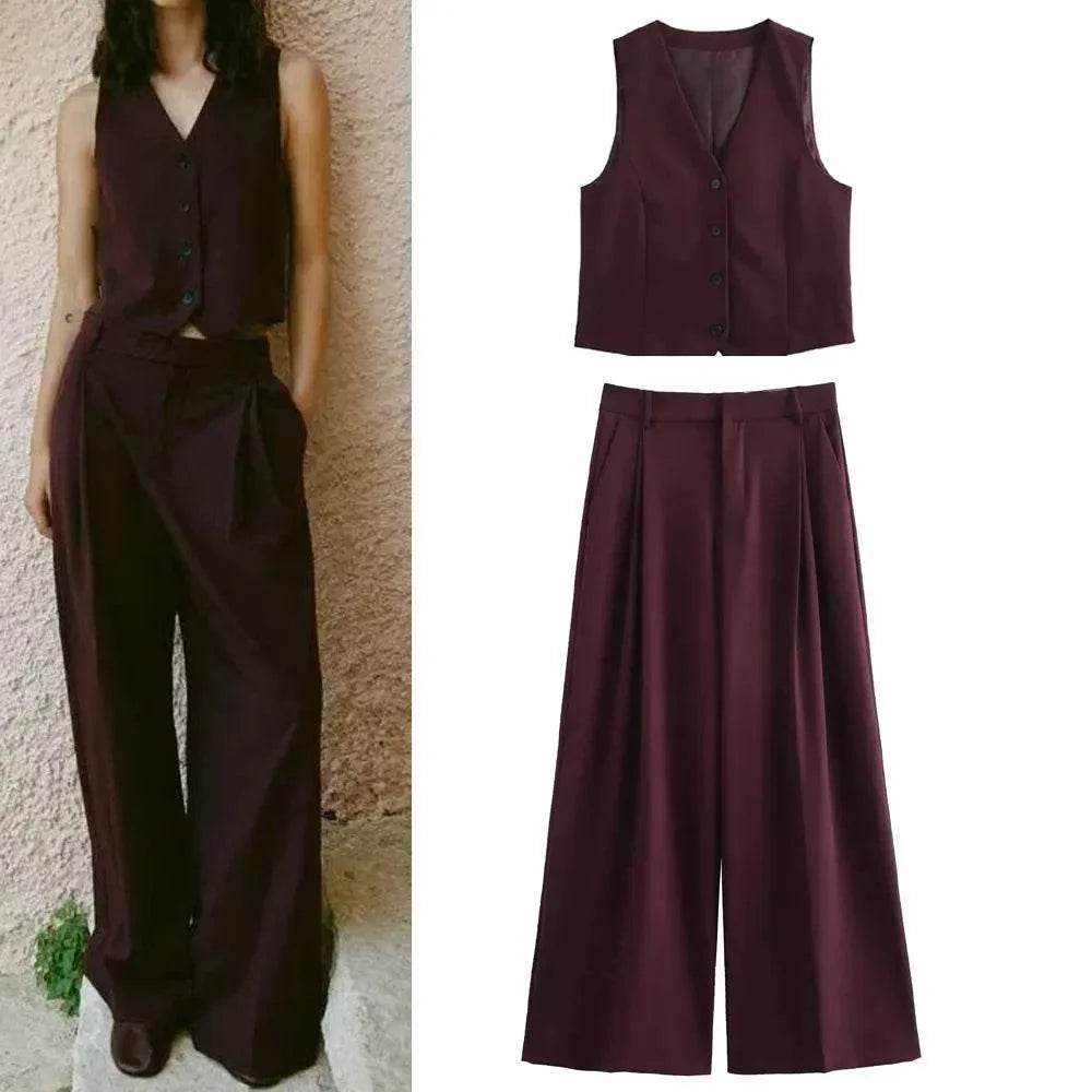 Women’s Color Block Knit Vest & Trousers Set – Trendy & Stylish Look - MODISH X 