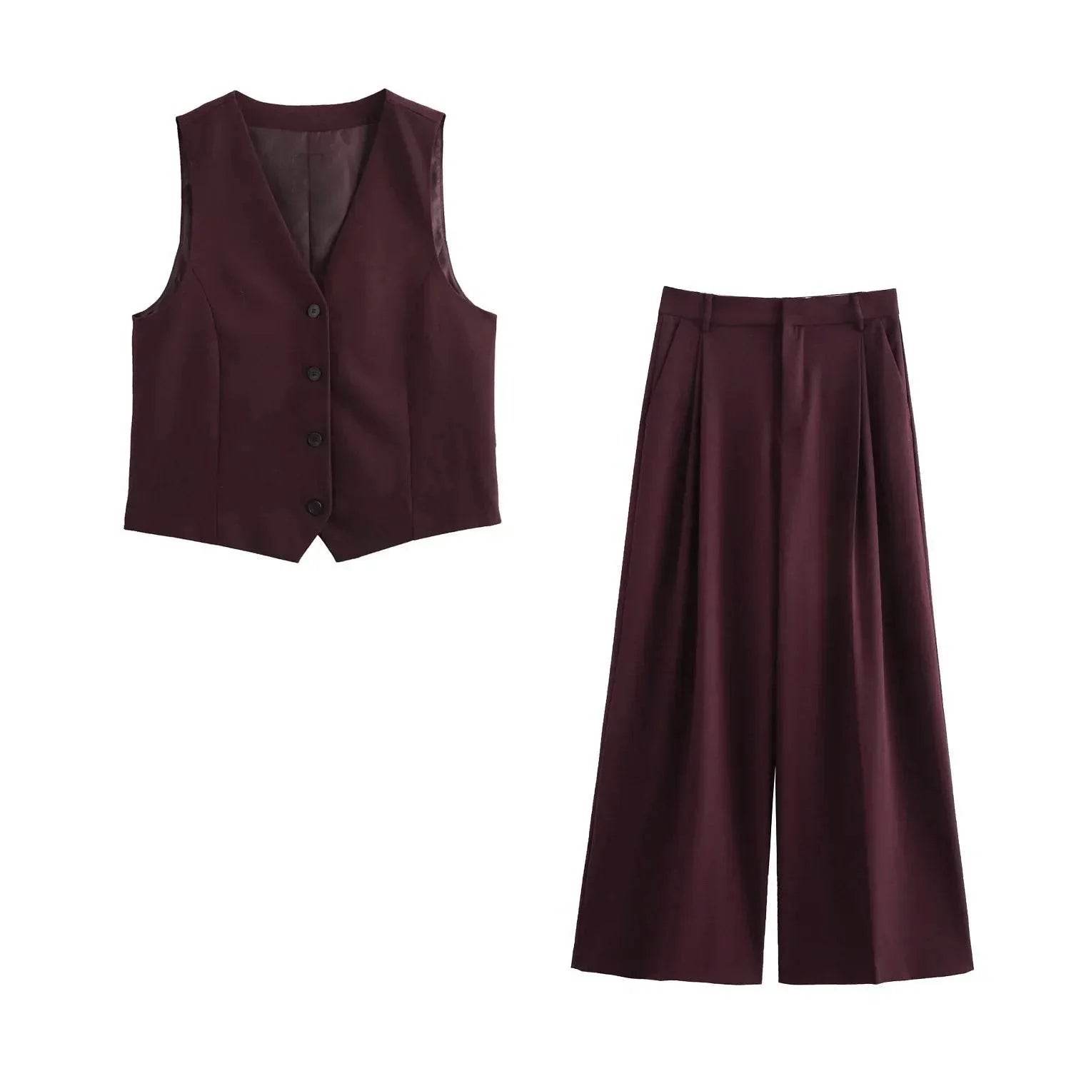 Women’s Color Block Knit Vest & Trousers Set – Trendy & Stylish Look - MODISH X 