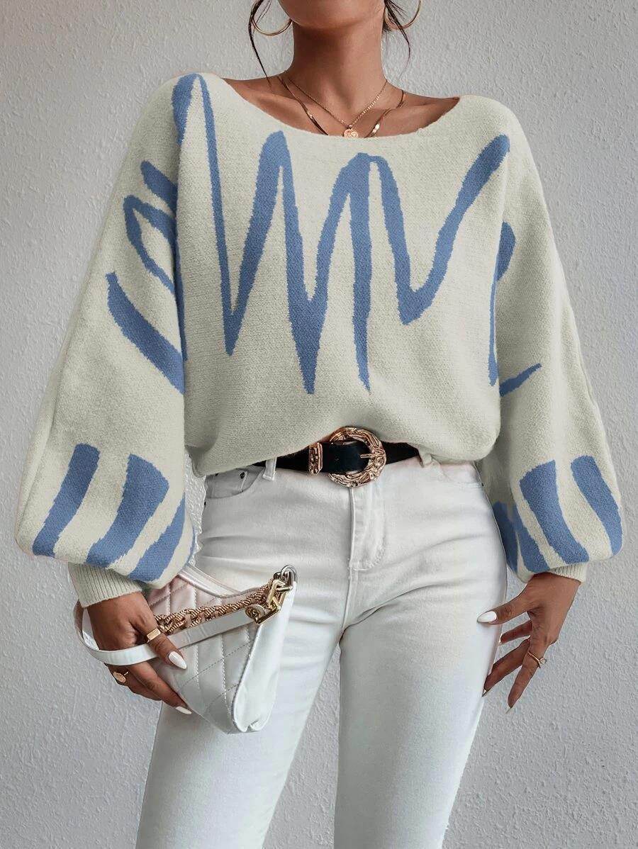 Women's Lantern Sleeve Pullover Sweater – Loose Fit Stylish Loose Fit - MODISH X 