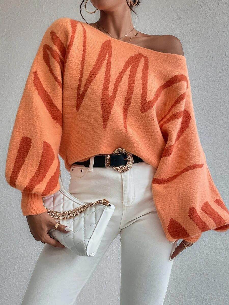 Women's Lantern Sleeve Pullover Sweater – Loose Fit Stylish Loose Fit - MODISH X 