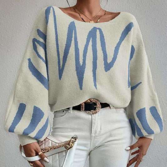 Women's Lantern Sleeve Pullover Sweater – Loose Fit Stylish Loose Fit - MODISH X 