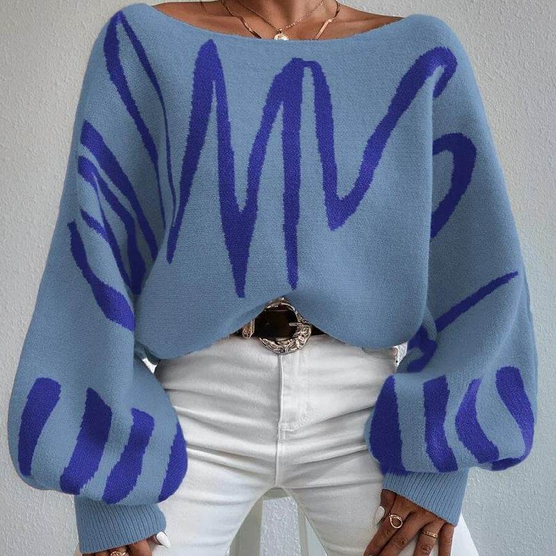 Women's Lantern Sleeve Pullover Sweater – Loose Fit Stylish Loose Fit - MODISH X 