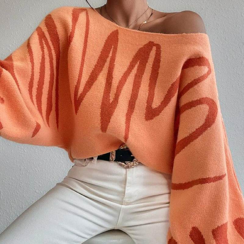 Women's Lantern Sleeve Pullover Sweater – Loose Fit Stylish Loose Fit - MODISH X 