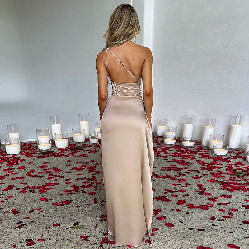 Women’s Sexy One-Shoulder Backless Slit Dress – Bold & Elegant - MODISH X 