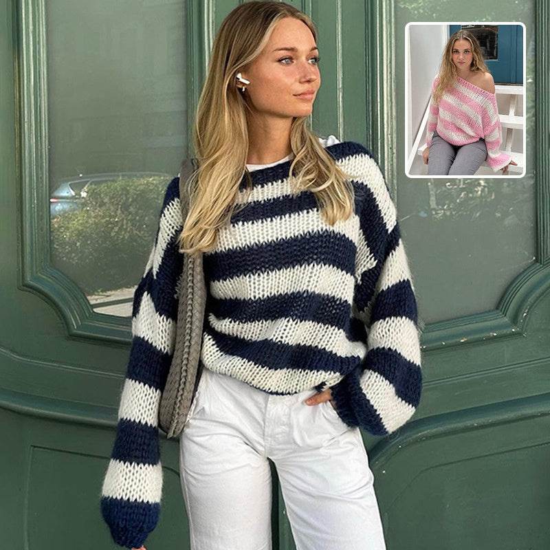 Women’s Striped Pullover Sweater – Cozy, Versatile & Stylish - MODISH X 