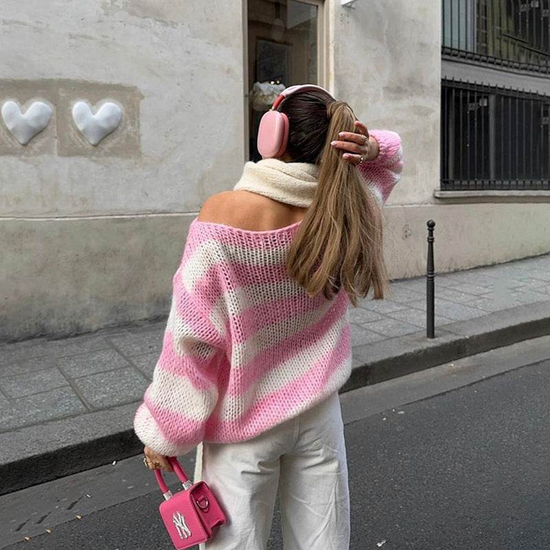 Women’s Striped Pullover Sweater – Cozy, Versatile & Stylish - MODISH X 